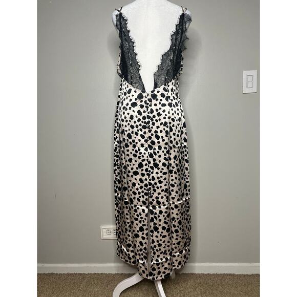 NWT By Anthropologie V-Neck Open-Back Slip Midi Dress Animal Print Sz M Mob Wife - Picture 2 of 13